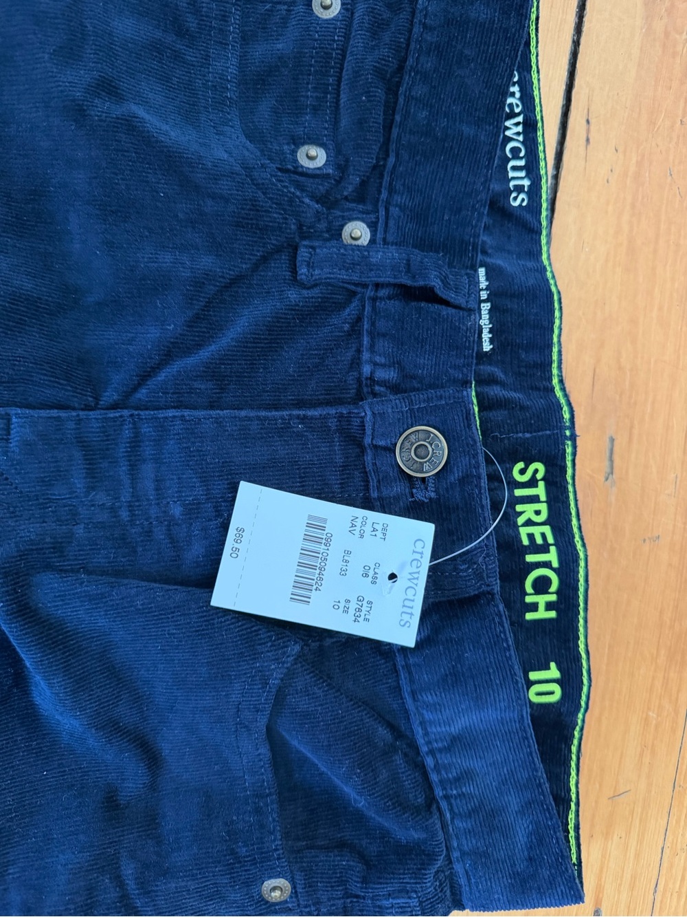 Crewcuts Boys' Stretch lined Corduroy Pants in Navy - Picture 3 of 3